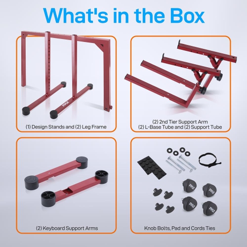 Support pour clavier robuste - Support à musique réglable en hauteur avec 2nd niveaux