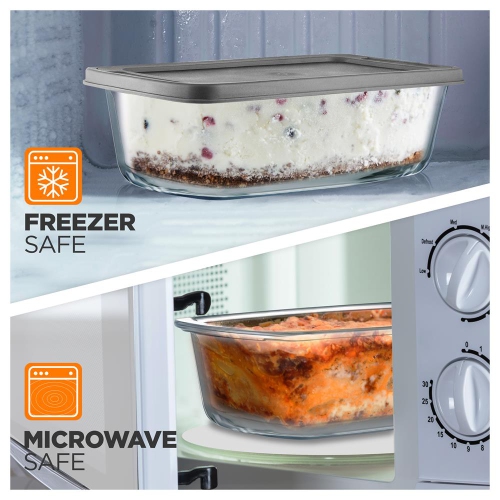 3 Sets High Borosilicate Glass Loaf Pan with Cover - Grip Handles for Easy Carry from Hot Oven To Table, BPA-Free