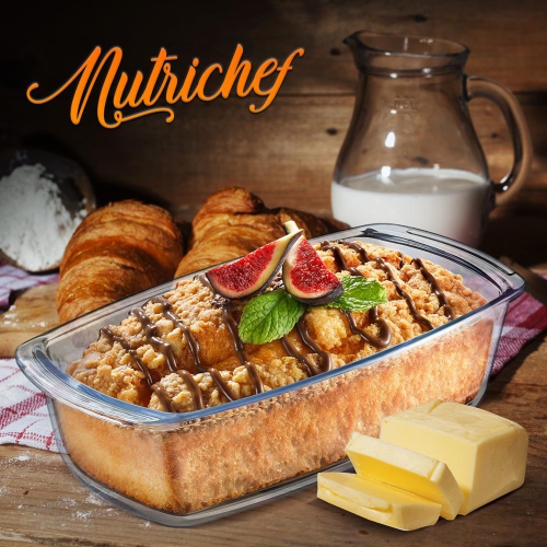 3 Sets High Borosilicate Glass Loaf Pan with Cover - Grip Handles for Easy Carry from Hot Oven To Table, BPA-Free