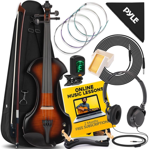 Electric Plywood Violin Stringed Instrument - Student Grade Violin with Accessory Kit Included