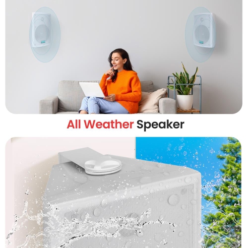 6.5'' Indoor/Outdoor Waterproof On Wall Speakers