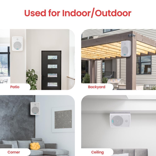 6.5'' Indoor/Outdoor Waterproof On Wall Speakers