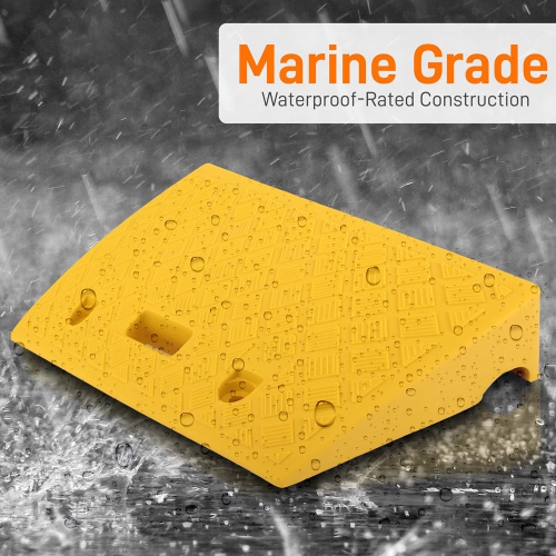 Heavy Duty Rubber Curb Ramp - Portable & Flexible Vehicle Curb-Side Bridge Kit, Integrated Cut-Out Holes for Permanent Mounting, Mounting Hardware