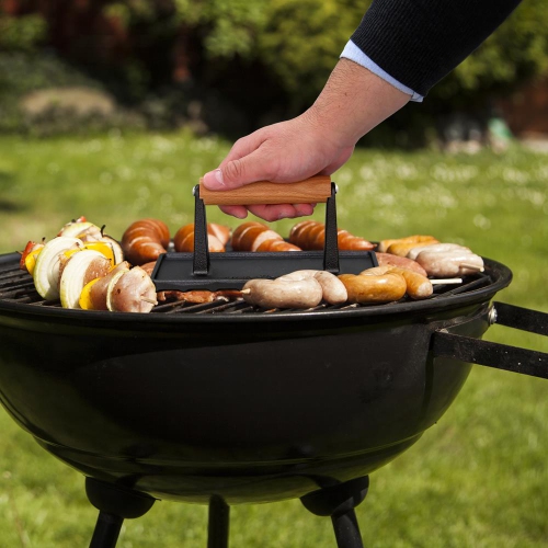 Cast Iron Grill Press - Heavy-Duty Bacon Grill Press with Silicone Handle