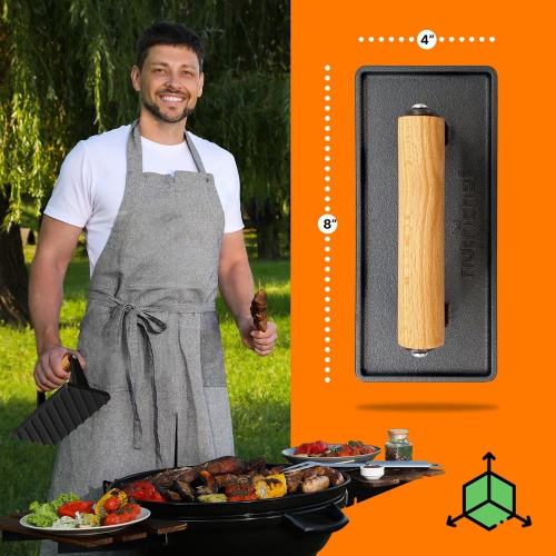 Cast Iron Grill Press - Heavy-Duty Bacon Grill Press with Silicone Handle