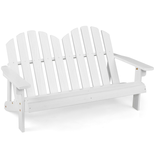 Gymax Kid Adirondack Chair Solid Wood Loveseat Backrest Arm Rest for 2 Person Patio