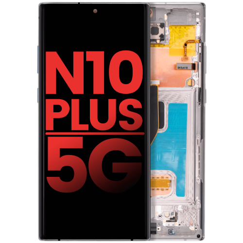 Replacement OLED Assembly W/Frame Compatible For Samsung Galaxy Note 10 Plus / 5G (Aura Glow / Silver)