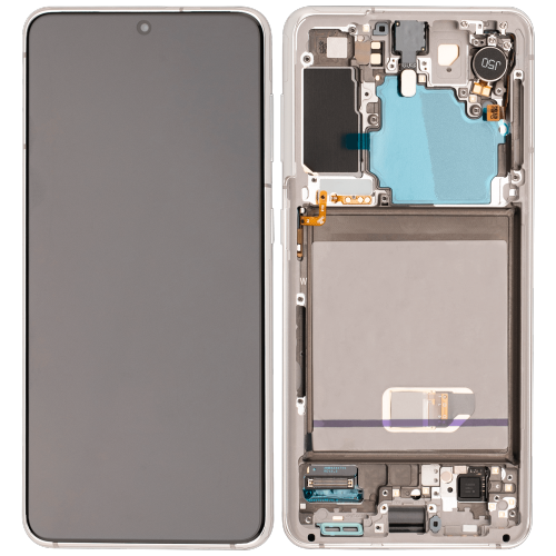 ESOURCE PARTS  Replacement Oled Assembly With Frame Compatible for Samsung Galaxy S21 5G (Aftermarket Plus) (Phantom White)
