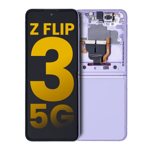 Inner OLED Assembly W/Frame Compatible For Samsung Galaxy Z Flip 3 5G (Lavender) by ESOURCE PARTS - Refurbished condition - Image 4