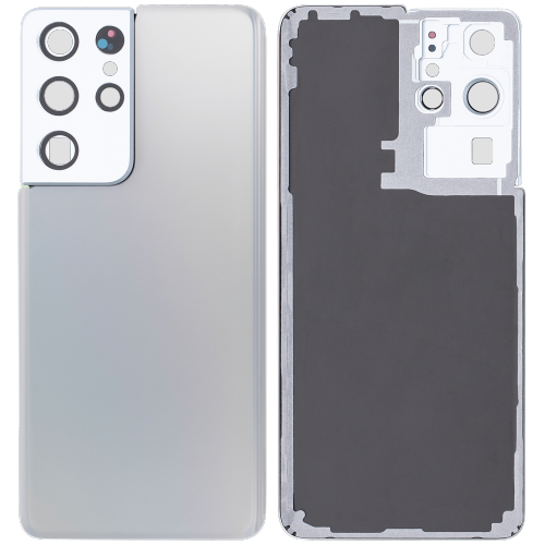 Replacement Back Cover Glass With Camera Lens Compatible For Samsung Galaxy S21 Ultra (Phantom silver)