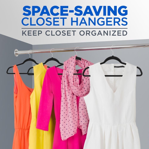 100 Pcs. of Velvet Non-Slip Hangers for Clothes - Heavy Duty Coat Hanger Set with 360° Swivel Hook