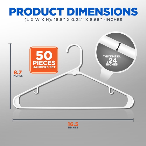 50 ordinateurs. Nombre de cintres en plastique standard pour vêtements - cintres tubulaires résistants conception mince pour usage quotidien Space
