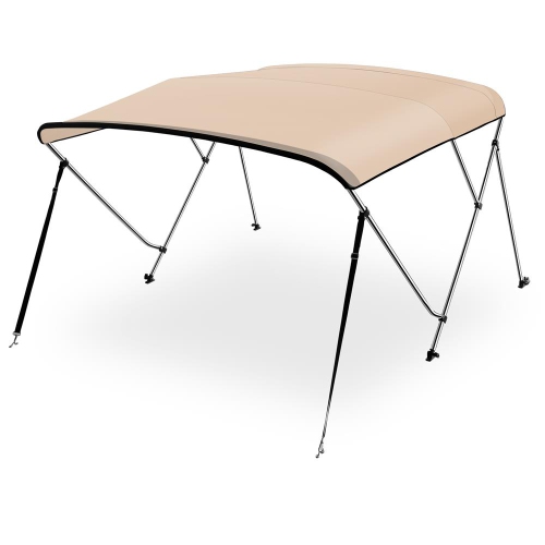 3 Bow Bimini Top - 2 Straps and 2 Rear Support Poles with Marine-Grade 600D Polyester Canvas