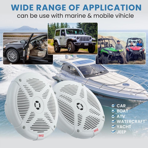 Dual 6.5’’ Water-Resistant Marine Speakers, 2-Way Coaxial Full Range Speakers