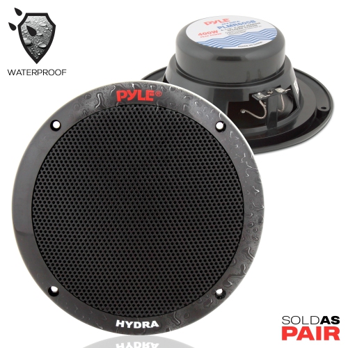 Dual 6.5'' Waterproof Marine Speakers, 2-Way Full Range Stereo Sound, 400 Watt, Black