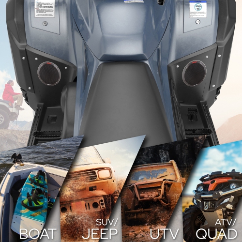 Dual 6.5'' Waterproof Marine Speakers, 2-Way Full Range Stereo Sound, 400 Watt, Black