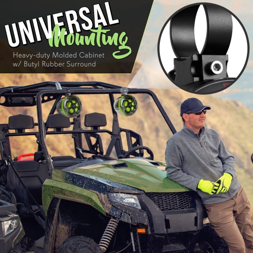 Haut-parleurs tout-terrain étanches de 4 po - 800 système de haut-parleurs compacts PowerSport pour véhicule tout-terrain, VUTT, 4x4, Jeep avec