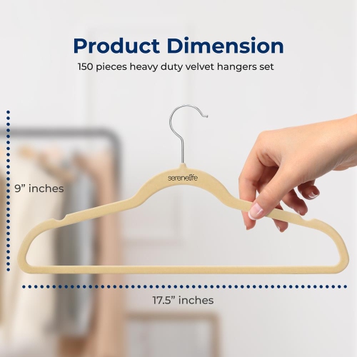 150 Pieces Velvet Hangers - Non-Slip, Sturdy, and Heavy Duty Coat Set with 360° Swivel Hook for Clothes