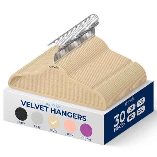 30 Pieces Velvet Hangers - Non-Slip, Sturdy, and Heavy Duty Coat Set with 360° Swivel Hook for Clothes