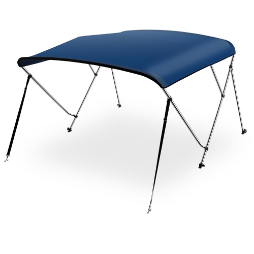 3 Bow Bimini Top - 2 Straps and 2 Rear Support Poles with Marine-Grade 600D Polyester Canvas