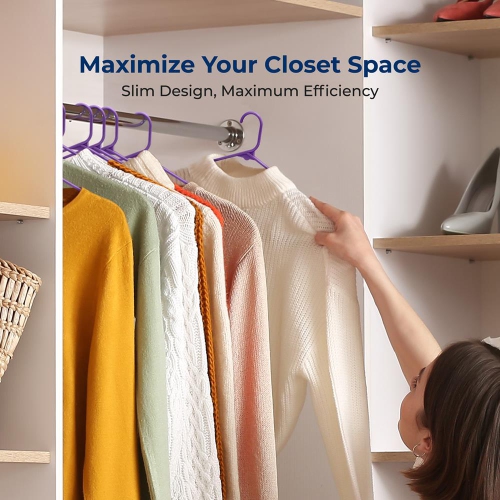 150 Pieces Plastic Hangers - Non-Slip, Sturdy, and Heavy Duty Coat Set with 360° Swivel Hook for Clothes