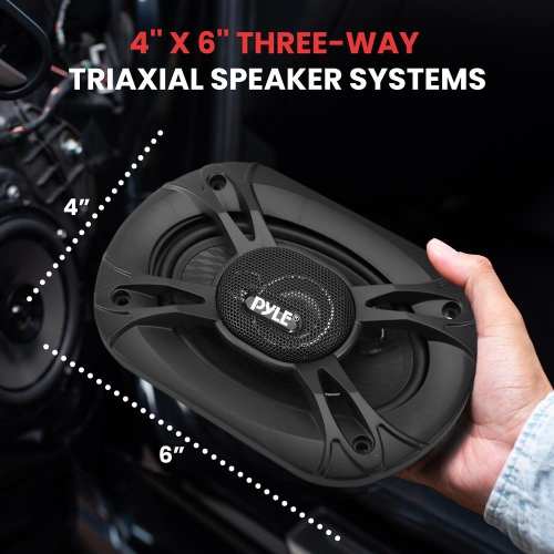 Three-Way Sound Speaker System - One Pair 4'' x 6'' Three-Way Triaxial Loud Audio, 300 Watts w/ 4 Ohm Impedance and 3/4'' Piezo Tweeter for Car
