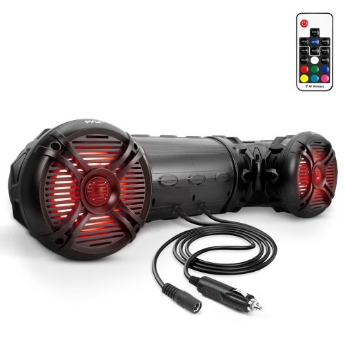 Waterproof Marine Bluetooth Powered Speakers, Amplified Sound System, Built-in Programmable Multi-Color LED Lights, 8'' Speakers, 1000 Watt