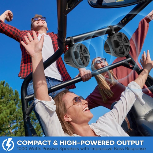 Haut-parleurs tout-terrain étanches de 5,25 po - système de haut-parleurs compacts pour véhicules de sports motorisés de VUTT (paire)