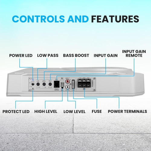 10” 900 Watts Low-Profile Active Amplified Marine & Waterproof Subwoofer System Suitable for Under-seat Installations