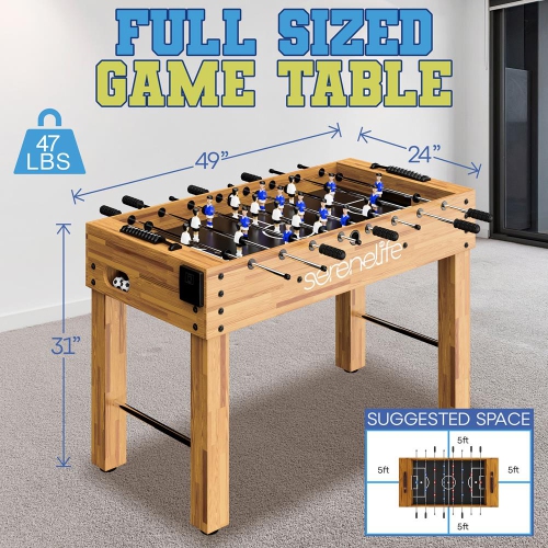 Table de soccer de 48 po de taille compétition - jeu d'arcade de soccer de table pour la maison et la salle de jeu avec 2 balles et 2 porte-gobelets