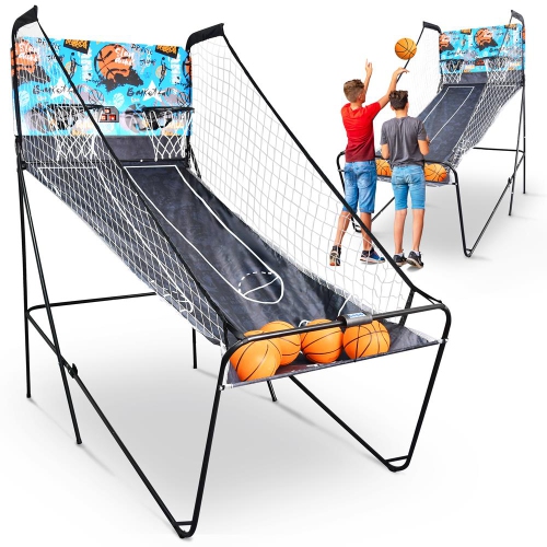 Dual Shot Basketball Arcade Game - Indoor/Outdoor Two-Player Basketball System with One Audio Options, 8 Different Games and Large LED Scoreboard