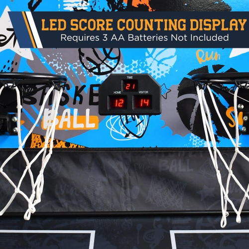 Jeu de basketball d'arcade Dual Shot - système de basketball pour deux joueurs intérieur/extérieur avec une option audio, 8 jeux différents et un