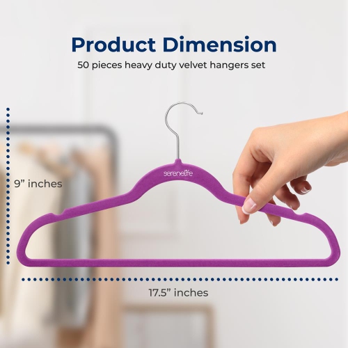 50 Pieces Velvet Hangers - Non-Slip, Sturdy, and Heavy Duty Coat Set with 360° Swivel Hook for Clothes