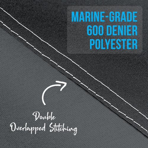3 Bow Bimini Top - 2 Straps and 2 Rear Support Poles with Marine-Grade 600D Polyester Canvas