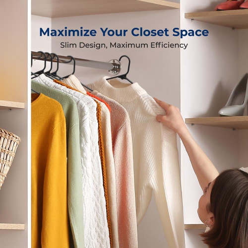 50 Pieces Plastic Hangers - Non-Slip, Sturdy, and Heavy Duty Coat Set with 360° Swivel Hook for Clothes