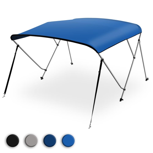 3 Bow Bimini Top - 2 Straps and 2 Rear Support Poles with Marine-Grade 600D Polyester Canvas