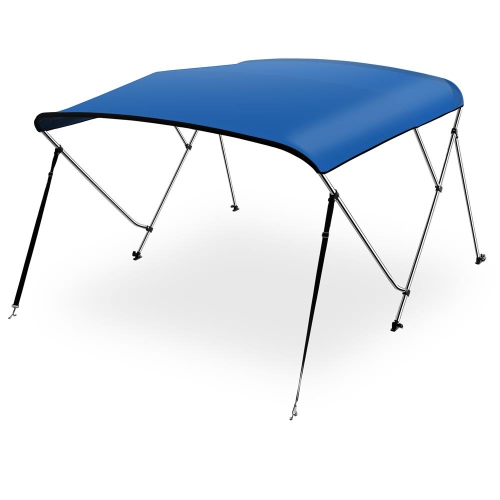 4 Bow Bimini Top - 2 Straps and 2 Rear Support Poles with Marine-Grade 600D Polyester Canvas