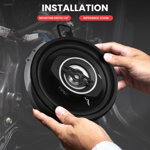 Système de haut-parleurs à deux voies : une paire de haut-parleurs coaxiaux à deux voies de 3,5 po, 120 W avec impédance 4&nbsp;Ohm et bobine