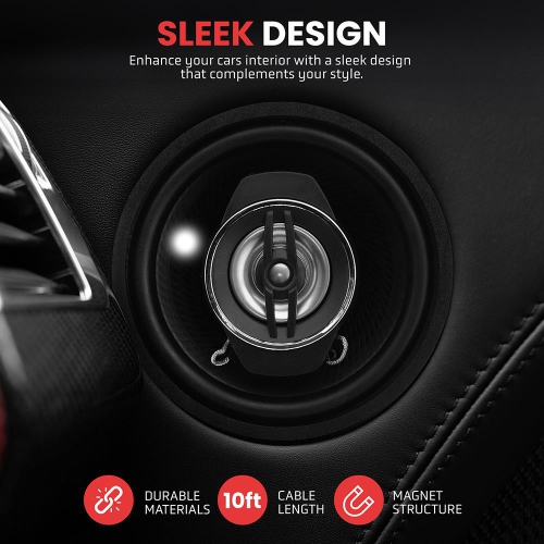 Système de haut-parleurs à deux voies : une paire de haut-parleurs coaxiaux à deux voies de 3,5 po, 120 W avec impédance 4&nbsp;Ohm et bobine