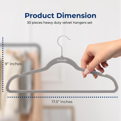 30 Pieces Velvet Hangers - Non-Slip, Sturdy, and Heavy Duty Coat Set with 360° Swivel Hook for Clothes