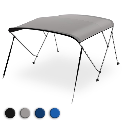 3 Bow Bimini Top - 2 Straps and 2 Rear Support Poles with Marine-Grade 600D Polyester Canvas