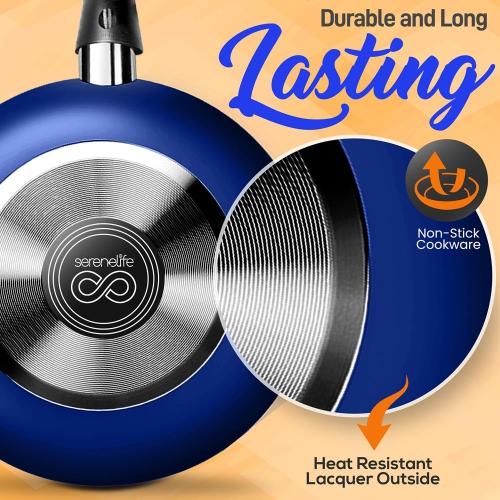 Kitchenware Pots & Pans Set – Basic Kitchen Cookware, Black Non-Stick Coating Inside, Heat Resistant Lacquer