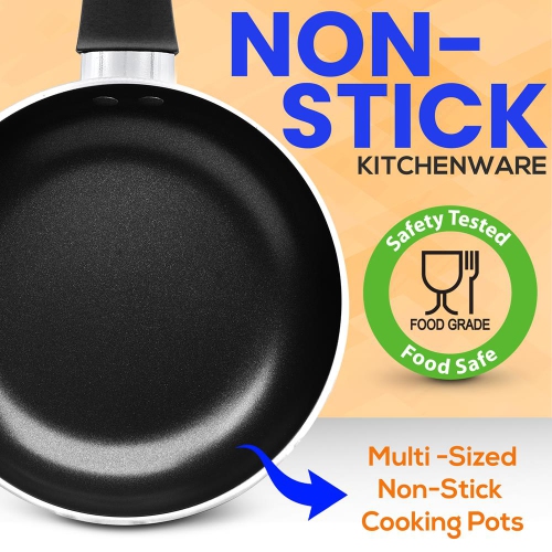 Kitchenware Pots & Pans Set – Basic Kitchen Cookware, Black Non-Stick Coating Inside, Heat Resistant Lacquer