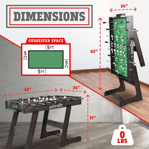 48'' Competition Sized Foldable Foosball Table - Arcade Table Soccer for Home & Game Room with 2 Balls