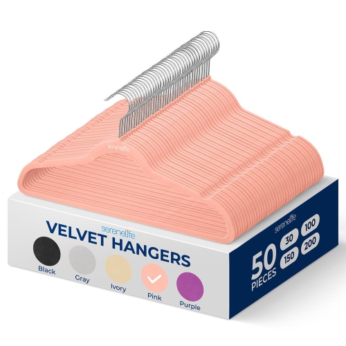 50 Pieces Velvet Hangers - Non-Slip, Sturdy, and Heavy Duty Coat Set with 360° Swivel Hook for Clothes