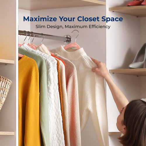 50 Pieces Velvet Hangers - Non-Slip, Sturdy, and Heavy Duty Coat Set with 360° Swivel Hook for Clothes