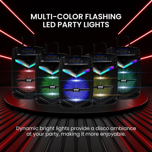 15’’ Bluetooth Portable PA Speaker - Portable PA & Karaoke Party Audio Speaker with Built-in Rechargeable Battery, Flashing Party Lights, MP3/USB/