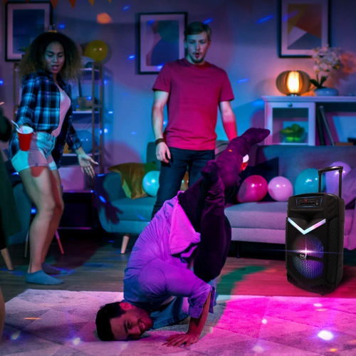 15’’ Bluetooth Portable PA Speaker - Portable PA & Karaoke Party Audio Speaker with Built-in Rechargeable Battery, Flashing Party Lights, MP3/USB/