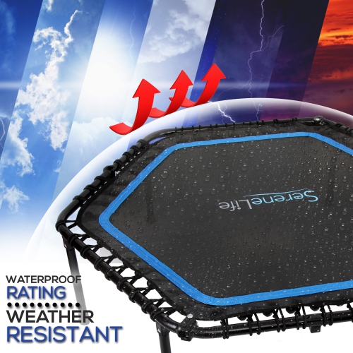 Pro Aerobics Fitness Trampoline - Portable Gym Sports Trampoline with Adjustable Handrail