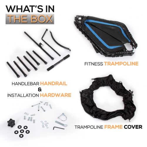 Pro Aerobics Fitness Trampoline - Portable Gym Sports Trampoline with Adjustable Handrail